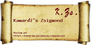 Kamarás Zsigmond névjegykártya